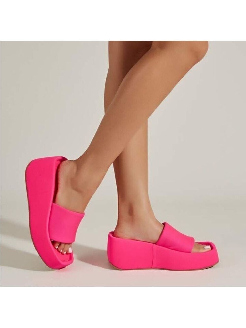 Olivia Miller Uproar Wedge Sandals Slip on Open Toe Platform Slides Pink Sz 7